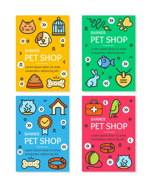 Pet Shop Flyer Banner Placard Set. Vector Royalty Free Stock Vectors
