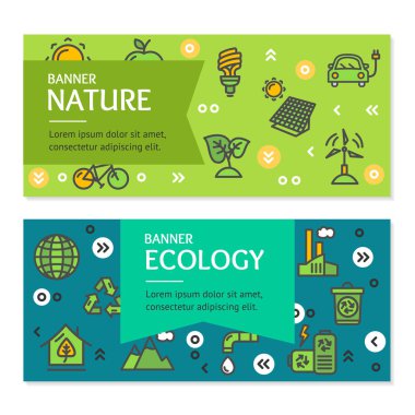 Ekoloji el ilanı afiş poster kartı küme. Vektör