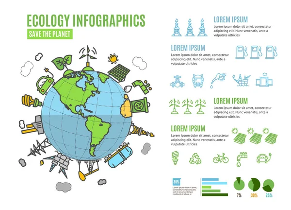 Ekoloji Infographics afiş menü kartı vektör — Stok Vektör