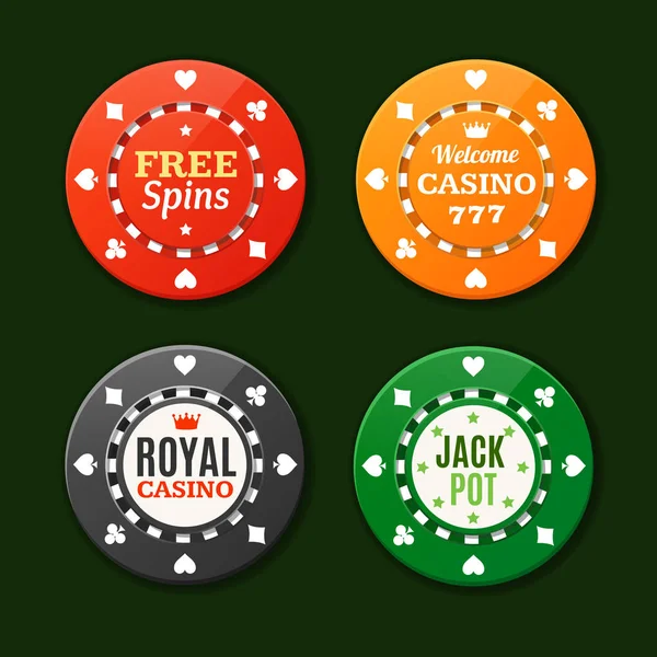 Jeu de signes Casino Chips. Vecteur — Image vectorielle