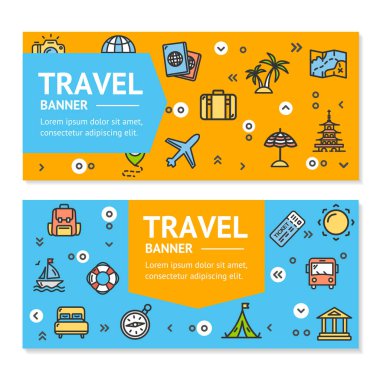 Afiş afiş afiş kümesi seyahat. Vektör