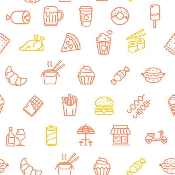 Fastfood e Street Food Pattern sfondo. Vettore — Vettoriale Stock