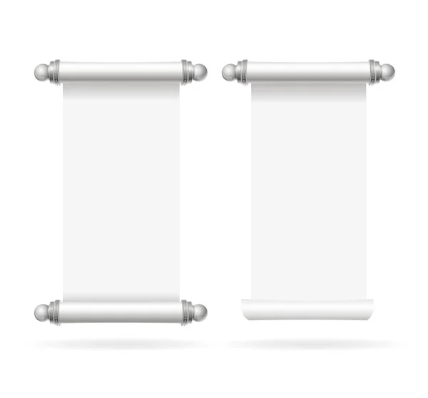Realistic Template Blank White Paper Scroll Set. Vector — Stock Vector