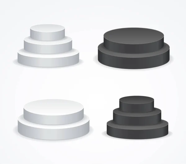 Realistische Vorlage blankes weißes und schwarzes Podium Set. Vektor — Stockvektor