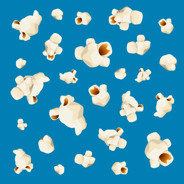 Popcorn-Muster Hintergrund auf blau. Vektor — Stockvektor