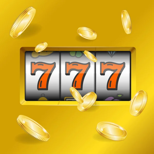 Realistisch Slot Machine met gouden munten. Vector — Stockvector