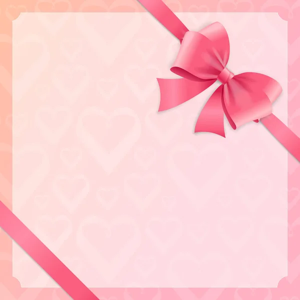 Kaart heks zijde Pink Ribbon en Bow. Vector — Stockvector