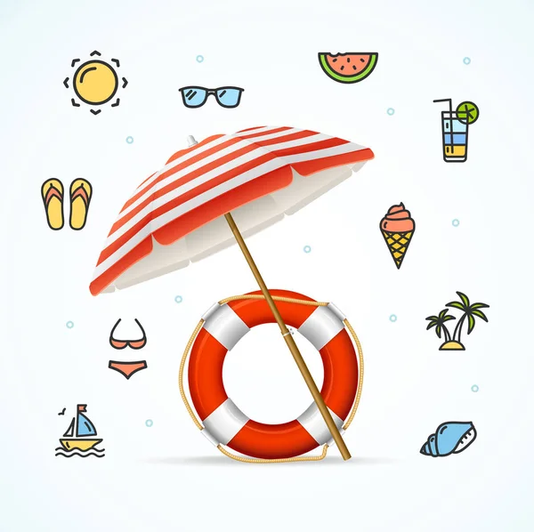 Ciao Summer Concept Vacanze sulla spiaggia. Vettore — Vettoriale Stock