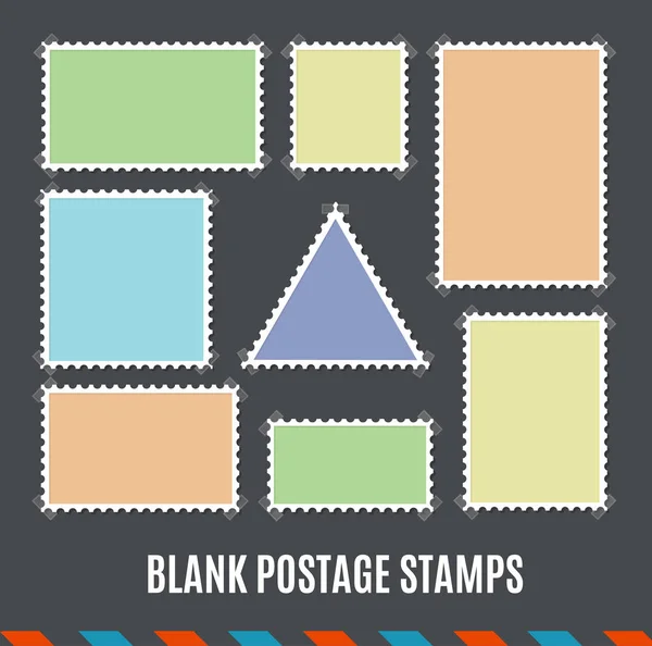 Plantilla vacía Conjunto de sellos postales en blanco. Vector — Vector de stock