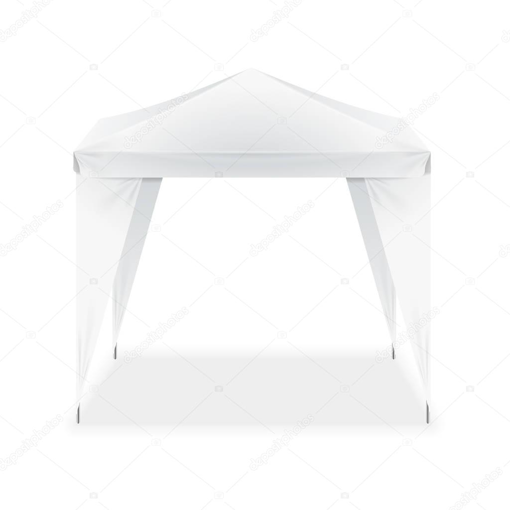 Realistic Template Blank White Folding Tent. Vector