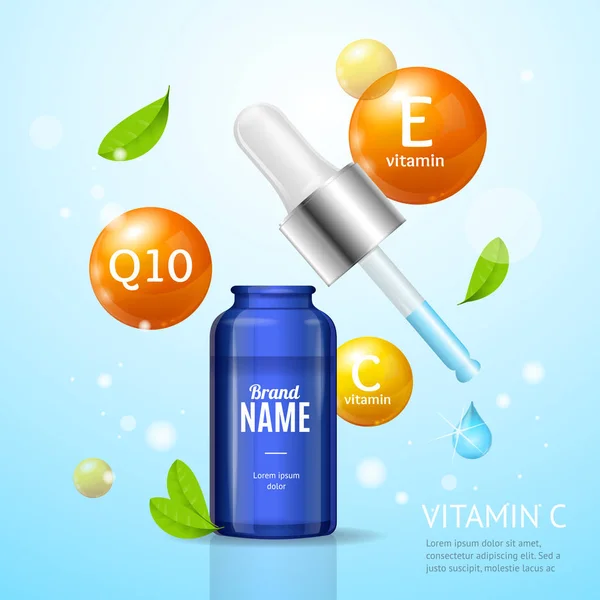 Óleo essencial hidratante Produtos cosméticos Ad. Vetor — Vetor de Stock