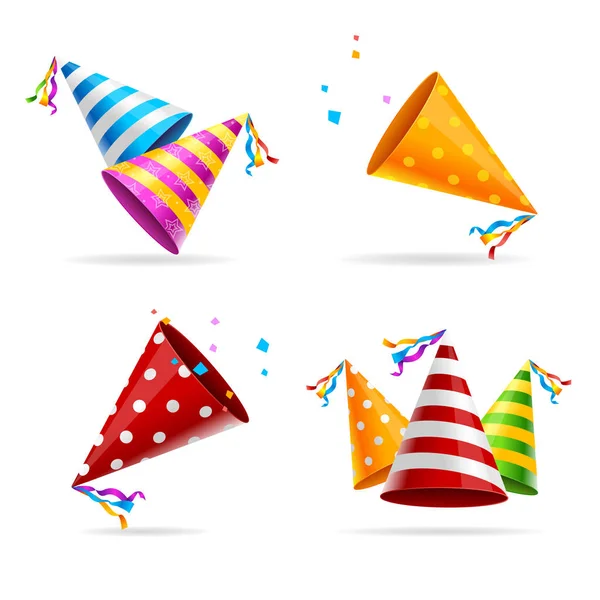 Party Hat Color Set. Vector — Stock Vector