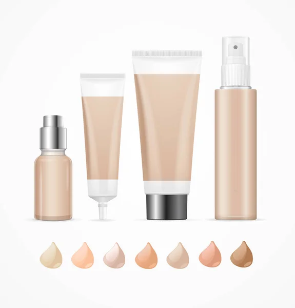 Realistische leere Vorlage Foundation Creme Package Set. Vektor — Stockvektor