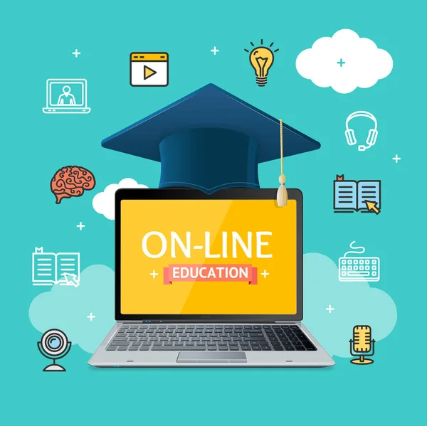 Conceito Online de Educação. Vetor —  Vetores de Stock