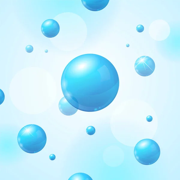 Esfera azul realista o fondo de patrón de elementos de burbuja. Vector — Vector de stock