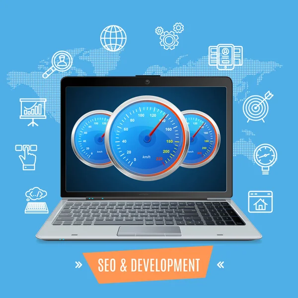 Site Speed Test Concept Seo and Development. Vector — Stock Vector