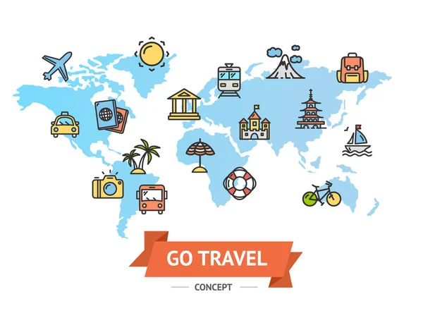 Go Travel Concept. Vecteur — Image vectorielle