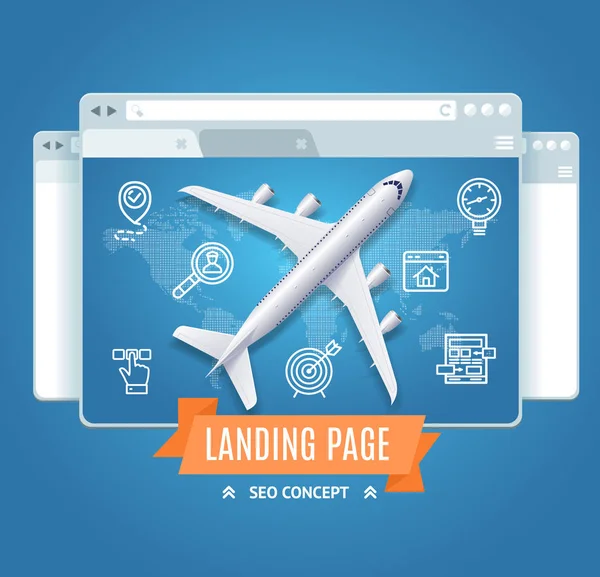 Landing Page Search Engine Seo Conceito. Vetor —  Vetores de Stock