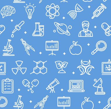 Bilim araştırma düz desen ile ince çizgi kutsal kişilerin resmi