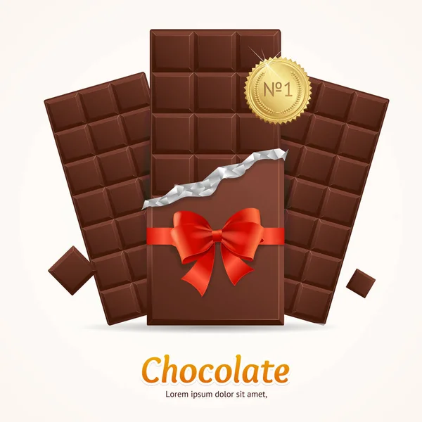 Barra de pacote de chocolate vetorial em branco para publicidade — Vetor de Stock