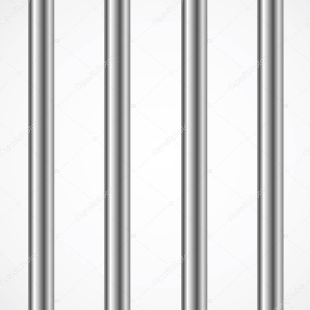 Vector Steel Prison or Jail Bars Isolated on White.