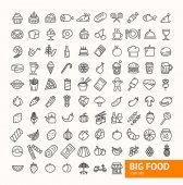 Картина, постер, плакат, фотообои "big food black thin line icon set. vector", артикул 163315530