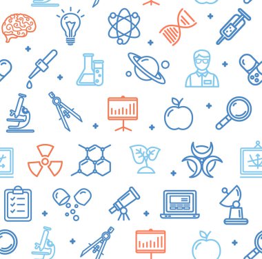 Bilim araştırma düz desen ile ince çizgi kutsal kişilerin resmi