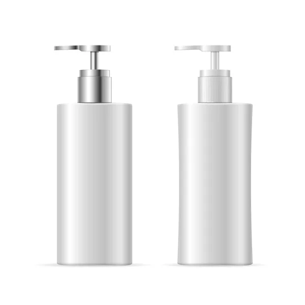 Reális sablon üres fehér szappan folyékony kozmetikai üveg elszigetelt. Vektor — Stock Vector