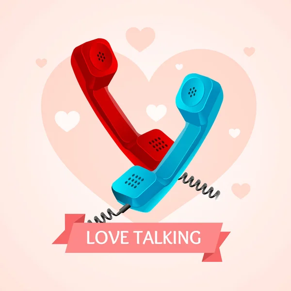 Miłość stara koncepcja telefonu Talk. Wektor — Wektor stockowy