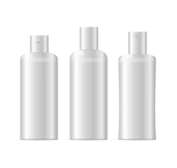 Modelo realista em branco branco xampu garrafa cosmética isolado. Vetor — Vetor de Stock