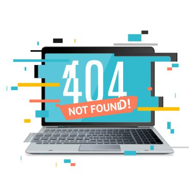 404 sayfa bilgisayar kavramı Glitch tarzda bulunamadı. Vektör