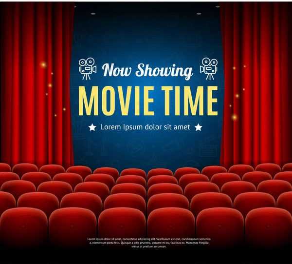 Cine Tiempo de la película Tarjeta de fondo. Vector — Vector de stock