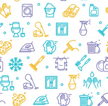 Ev ve temizlik araçları desen beyaz bir arka plan. Vektör