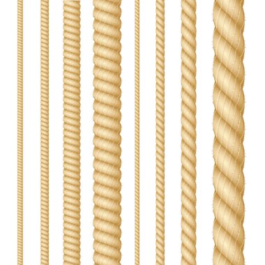 Gerçekçi 3d detaylı kalınlığı ip satır kümesi. Vektör