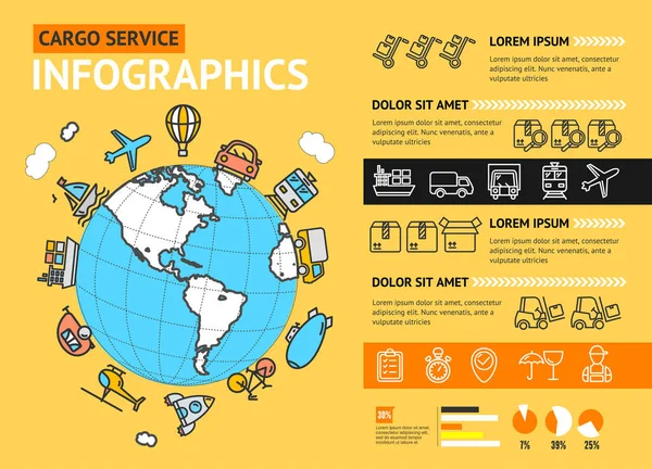 Cargo transportu dostawy usługi biznes Infographic koncepcja. Wektor — Wektor stockowy