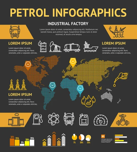 Petrol Oil Industry Business Infographic Concept (en inglés). Vector — Archivo Imágenes Vectoriales