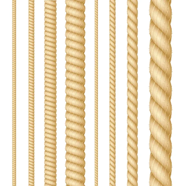 Realista 3d conjunto de línea de cuerda de espesor detallado. Vector — Vector de stock