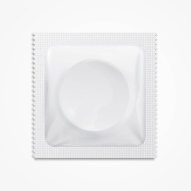 Gerçekçi 3d detaylı prezervatif paketi. Vektör