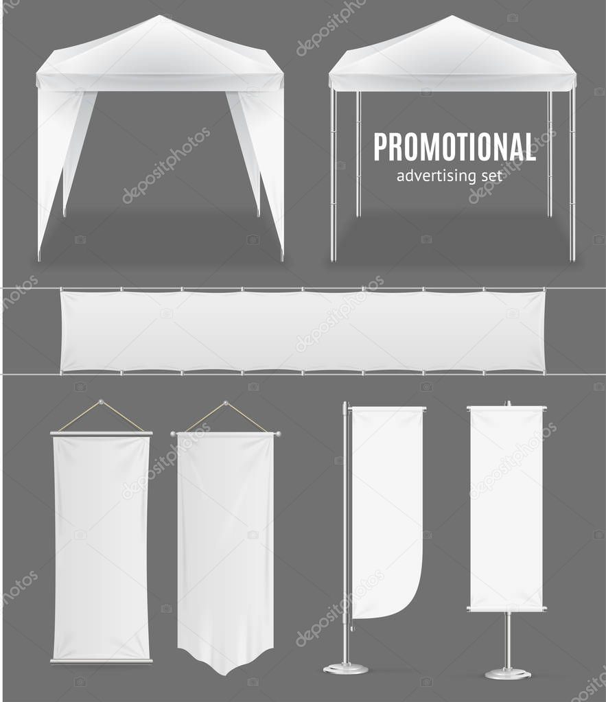 Realistic Promotional Advertising Set. Vector