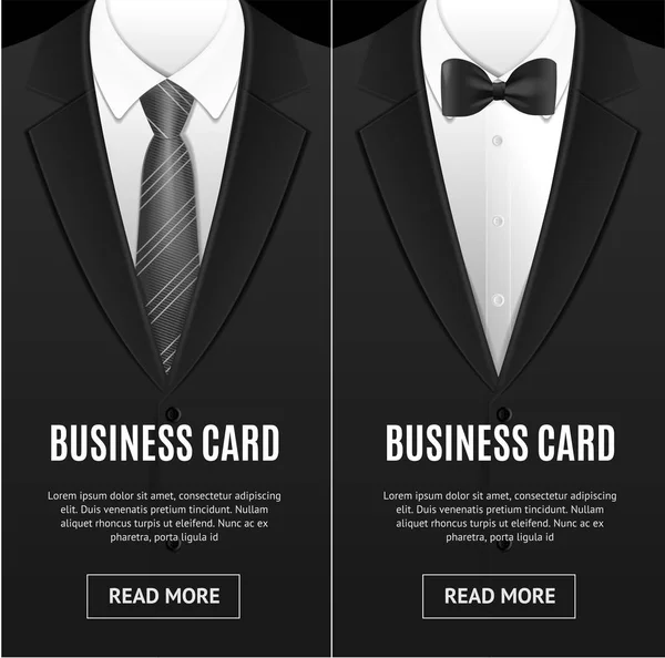 Business Card Bow Tie and Necktie Set. Vector — Stock Vector