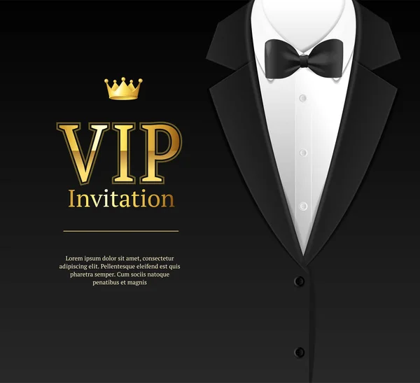 Vip Invitación con pajarita. Vector — Vector de stock