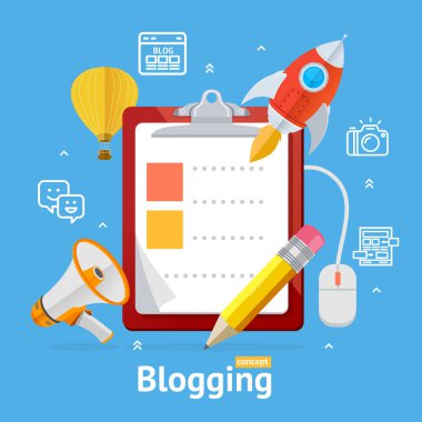 Blogging kavramı. Vektör