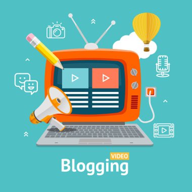 Blogging kavramı. Vektör