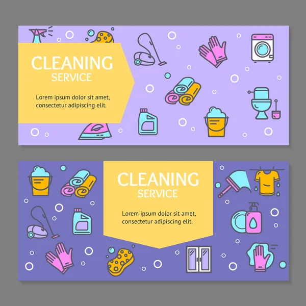 Domácnost a čisticí nástroje leták Banner plakáty kartu nastavení. Vektor — Stockový vektor