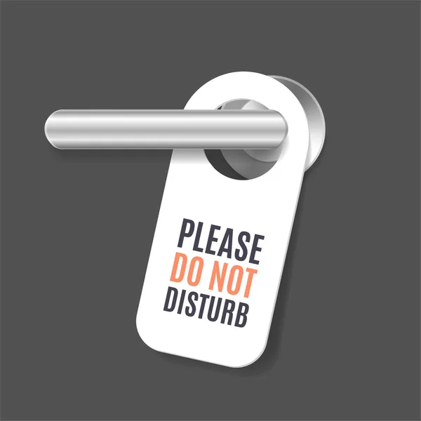 Realistic 3d Detailed Do Not Disturb Sign and Door Handle. Vector — Stock Vector