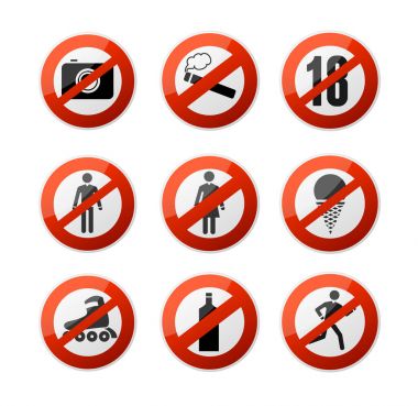 Gerçekçi 3d detaylı belirtileri durdurmak Icons Set. Vektör