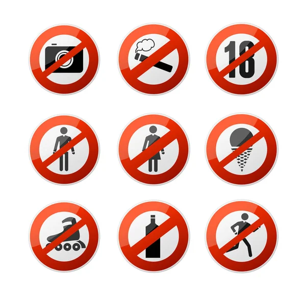 Realistic 3d Detailed Stop Signs Icons Set. Vector — Stock Vector