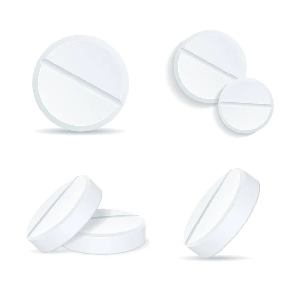 Realistiska detaljerade 3d mallen Tom vita runda Tabletes Set. Vektor — Stock vektor