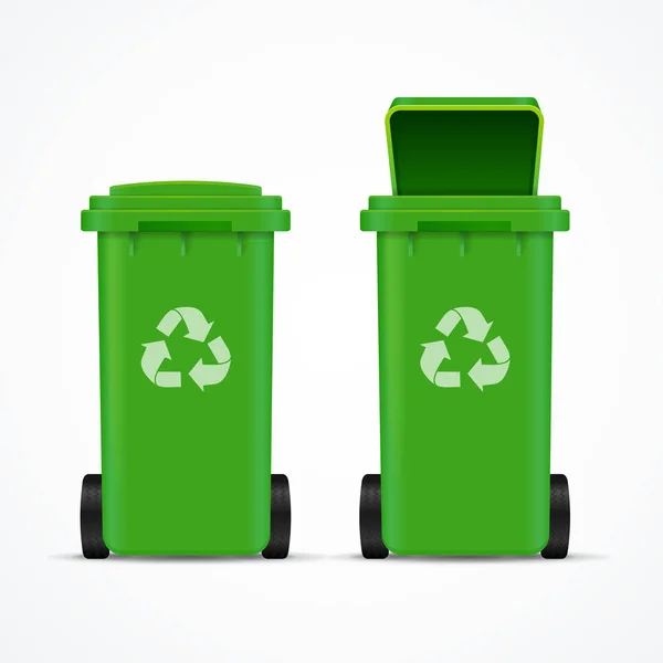 Realistic 3d Detailed Recycled Bins for Trash and Garbage. Vector — Stock Vector