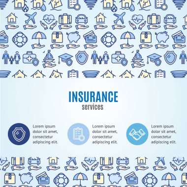 Sigorta kavramı Infographics afiş. Vektör